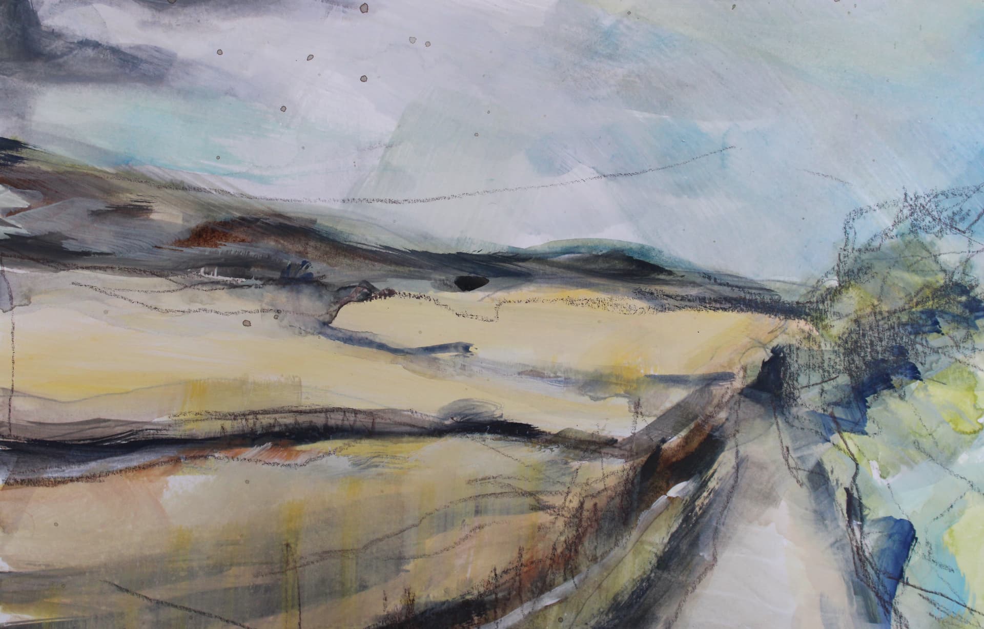 Chalk Path — Mixed media on paper