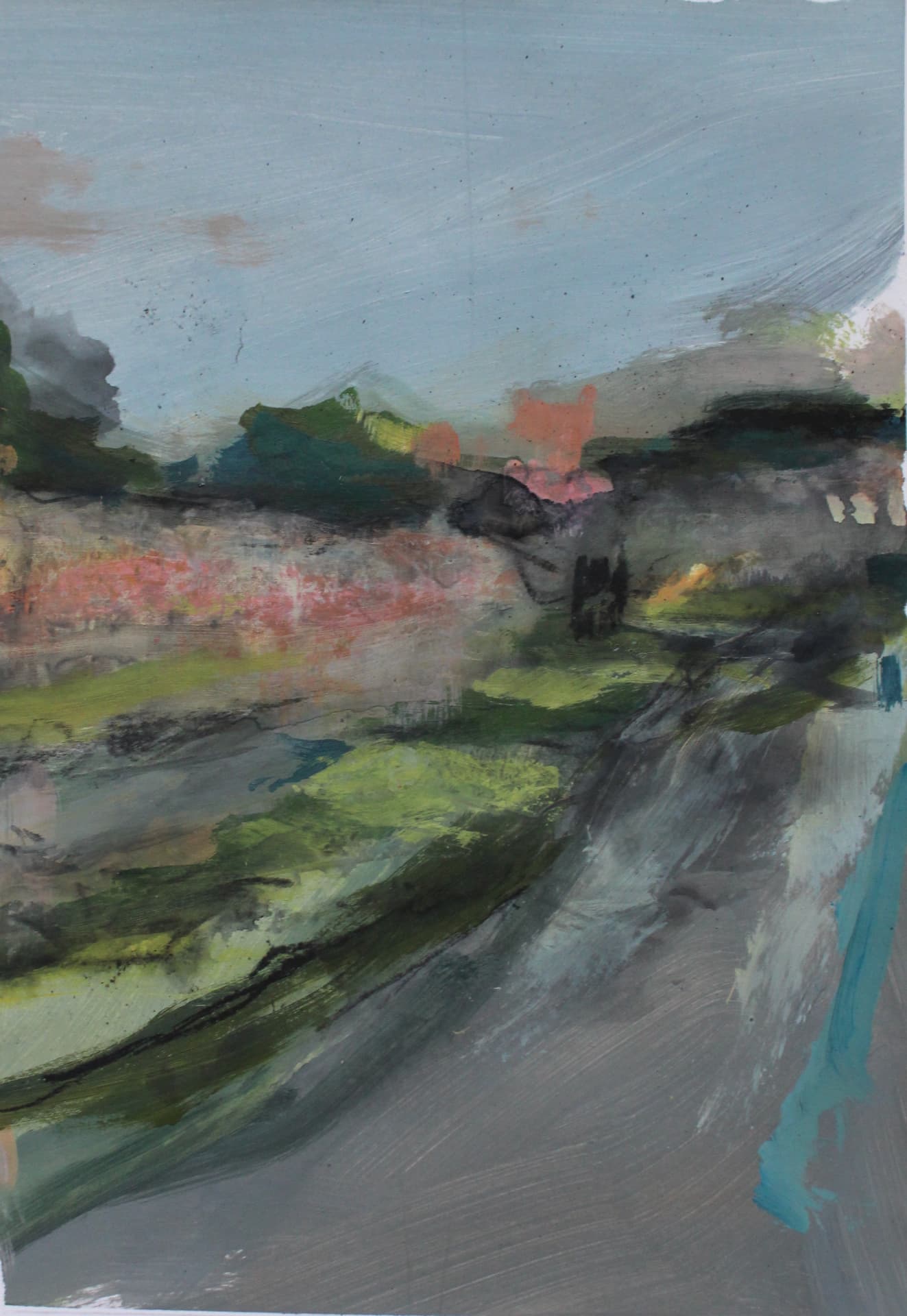 The Way to the Green — Mixed media on paper