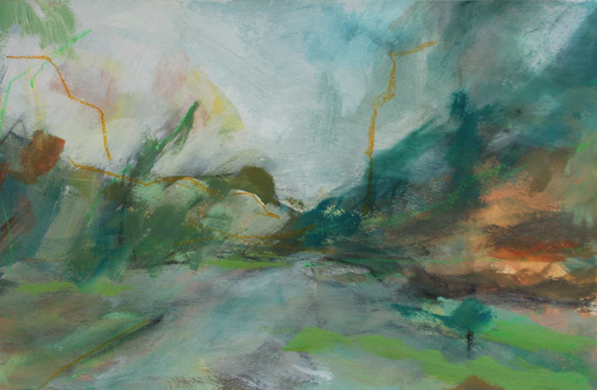 The Known Road II — Mixed media on paper